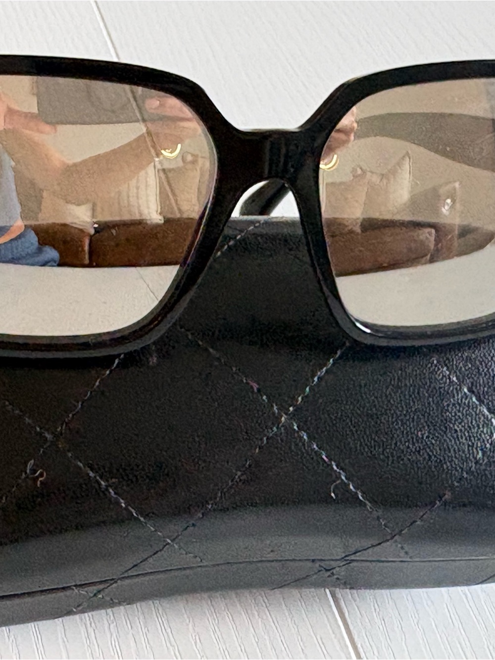 CHANEL Black Logo Acetate Sunglasses with Silver Accents - Picture 2 of 2